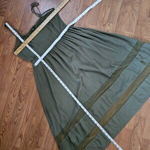 Fresh Rosemary Olive Green Midi Sundress Dress, M